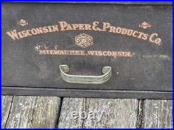 Wisconsin Paper Products Company Cabinet Milwaukee Vintage Metal Display Antique