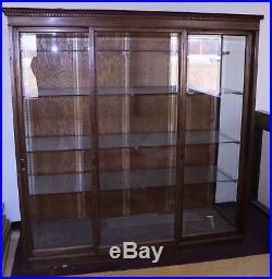 Wooden Antique Vintage China Cabinet Store Showcase Display Retail Lighted Glass