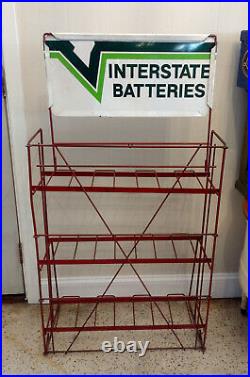 XLNT Vintage Folding Interstate Batteries Store Shop Display Advertising Shelf