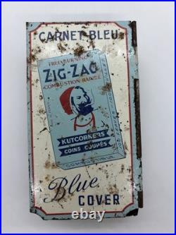 Zig-Zag Blue Cover Metal Display Holder/Dispenser wear rust vintage