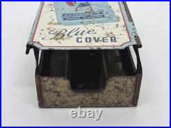 Zig-Zag Blue Cover Metal Display Holder/Dispenser wear rust vintage
