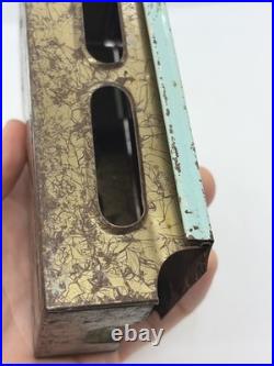 Zig-Zag Blue Cover Metal Display Holder/Dispenser wear rust vintage