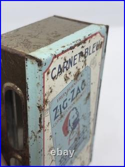 Zig-Zag Blue Cover Metal Display Holder/Dispenser wear rust vintage
