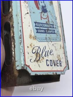Zig-Zag Blue Cover Metal Display Holder/Dispenser wear rust vintage